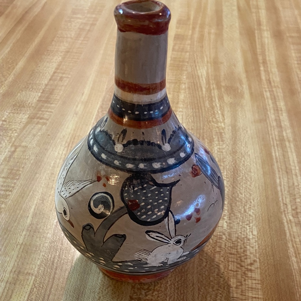 Hand-Painted Ceramic Vase in Beige and Brown